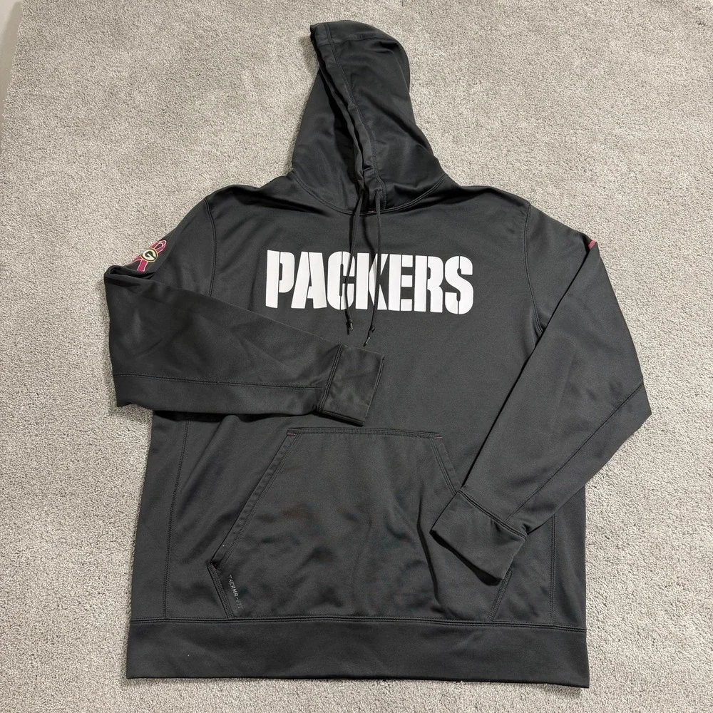 Nike Green Bay Packers‎ Crucial Catch Hoodie Mens Sz XL Grey Pullover Sweatshirt